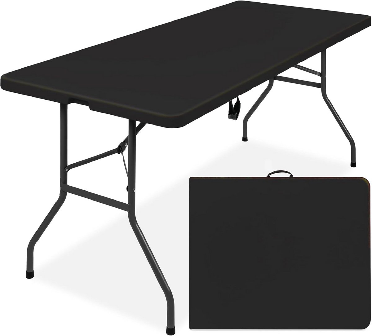 Grote Opvouwbare Klaptafel 180 cm - Kunststof Tafel voor Buiten, Picknick en Feest - Zwart