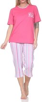 Normann dames capri pyjama met korte mouwen in elegante strepenlook – ook in grote maten