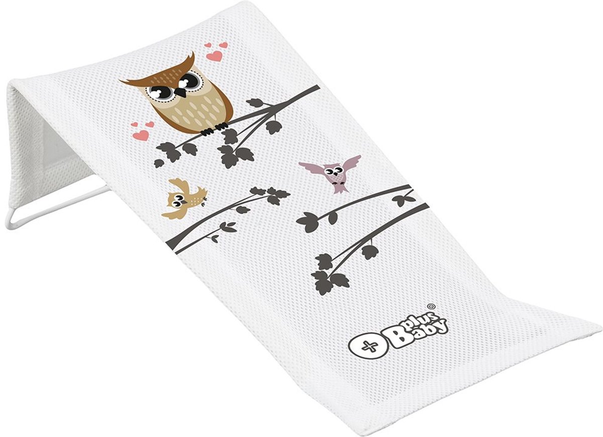 TEGA - Badzitje - Stoffen ligstoel Wise Owl wit - Badmatras - Ligstoel - Badaccessoire - Babyverzorging - Baden