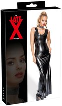 Sexy mini-jurk met sleutelgatuitsparing en rits op de rug van latex