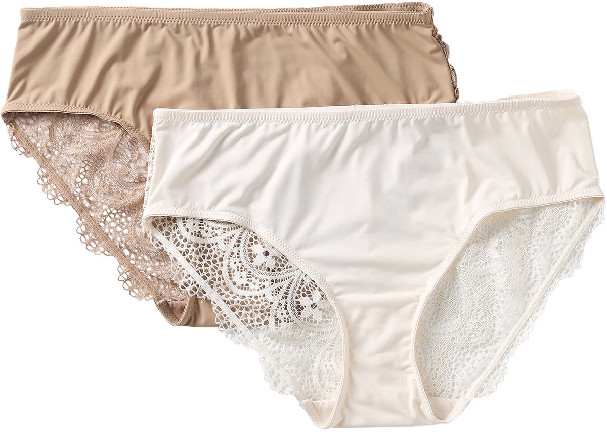 Envie de Fraise Set - 2 slipjes - zwangerschap - microvezel - kant mokka