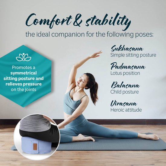 #DoYourYoga - Yoga kussen - »Vishnu« - rond meditatiekussen met bio-organische boekweit schalen vulling - H:15cm, diam.30cm - paars van Merkloos — afbeelding 2