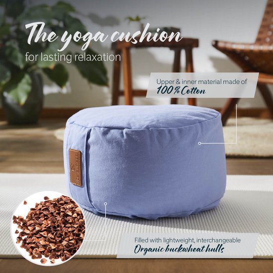 #DoYourYoga - Yoga kussen - »Vishnu« - rond meditatiekussen met bio-organische boekweit schalen vulling - H:15cm, diam.30cm - paars van Merkloos — afbeelding 5