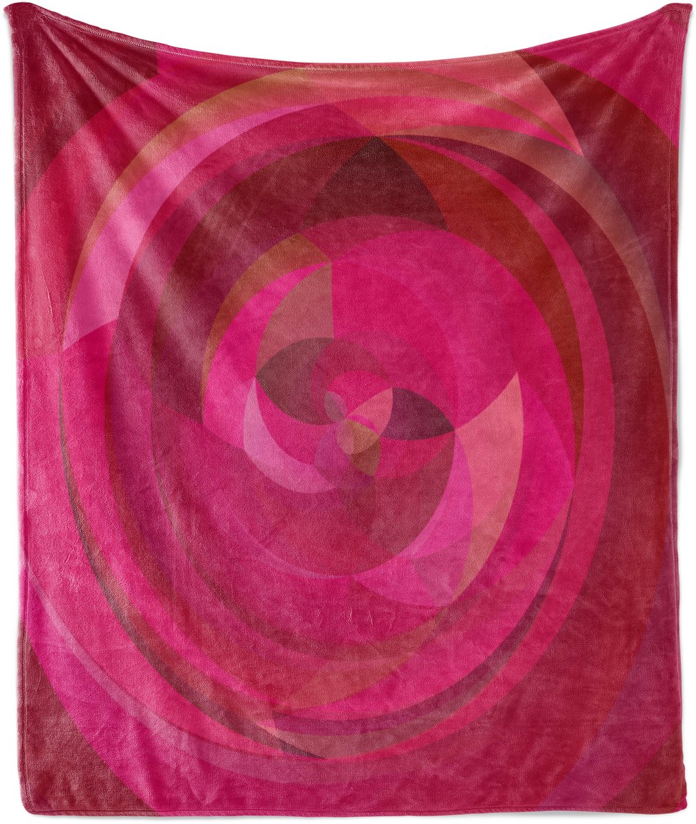 ABAKUHAUS Felroze Zachte Flanellen Fleece Deken, Abstracte Wervelvormen, Gezellige Pluche Plaid, 175 x 230 cm, Roze Magenta Roos