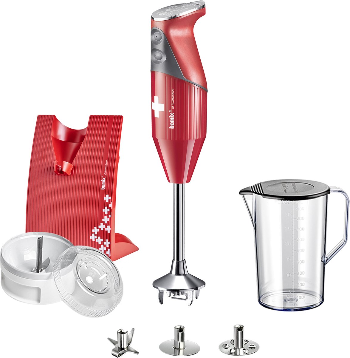 Bambix Swissline staafmixer - Kersenrood - 2 snelheden