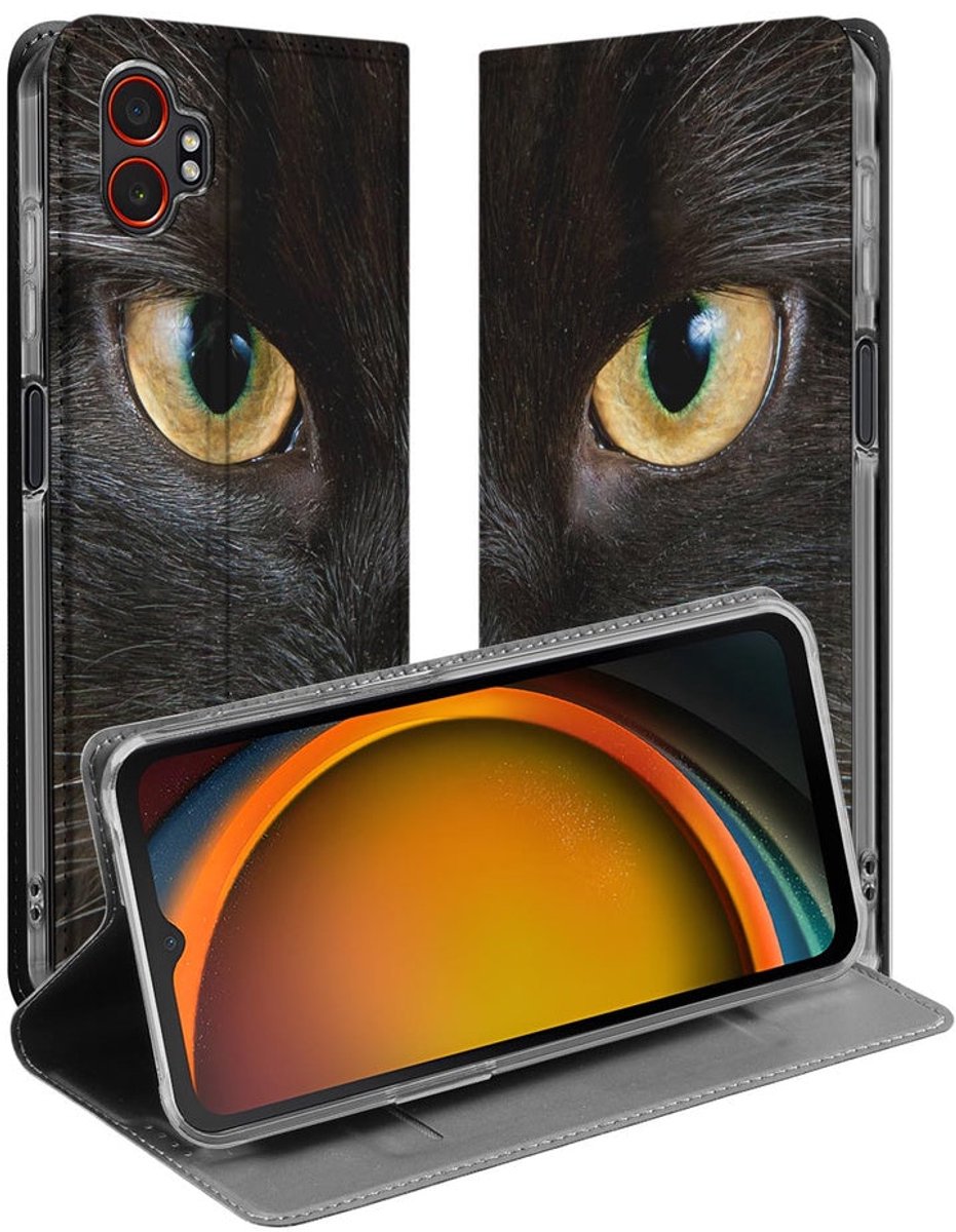 Samsung Galaxy Xcover 7 Pro Book Wallet Case Zwarte Kat