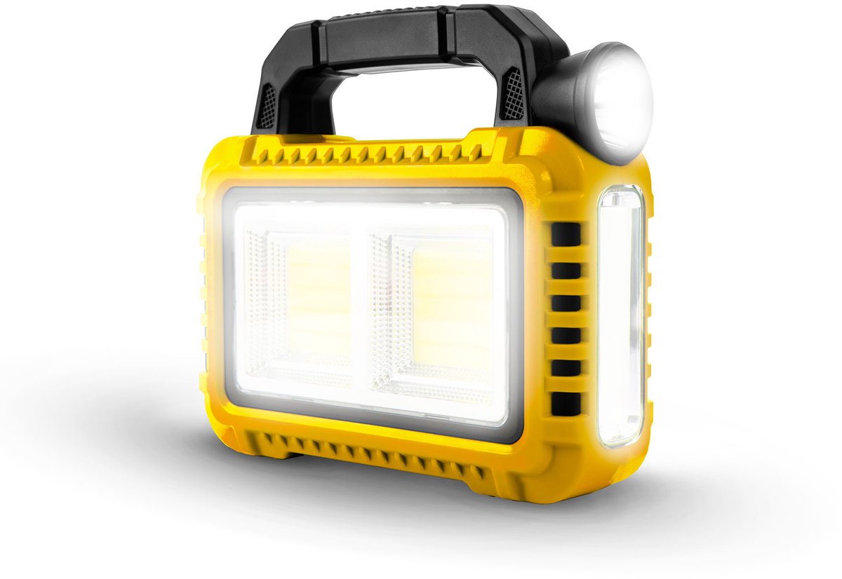 Multifunctionele Handlamp Werklamp - 800 Lumen - 6 Lichtstanden - 3600mAh Powerbank - Solar Paneel & USB-C - XPE + COB LED - IP55 - Voor Camping Werk Outdoor [18584]