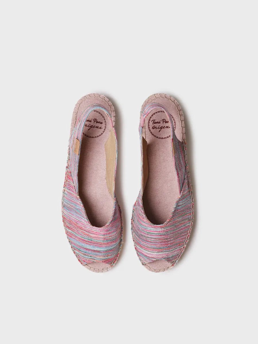 Espadrilles met open neus, sleehak en gestreepte stof voor dames | BERI-RG