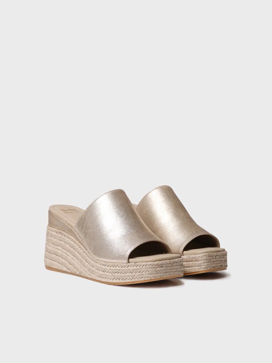 Dames espadrille zonder achterkant van suède met sleehak | MARLENE