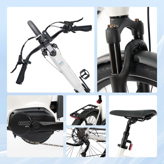 TTGO Elektrische Fiets - Stadsfiets 27.5 Inch - Middenmotor - 18Ah Accu tot 120 km - Shimano 9 Versnellingen - Hydraulische Schijfremmen - Wit van TTGO — afbeelding 5