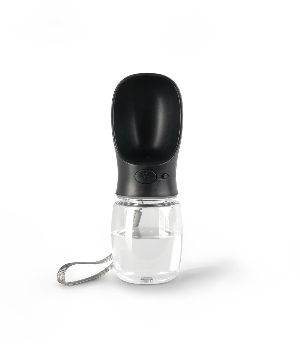 lionto honden drinkfles, licht, lekvrij & met drukknop, 350 ml zwart