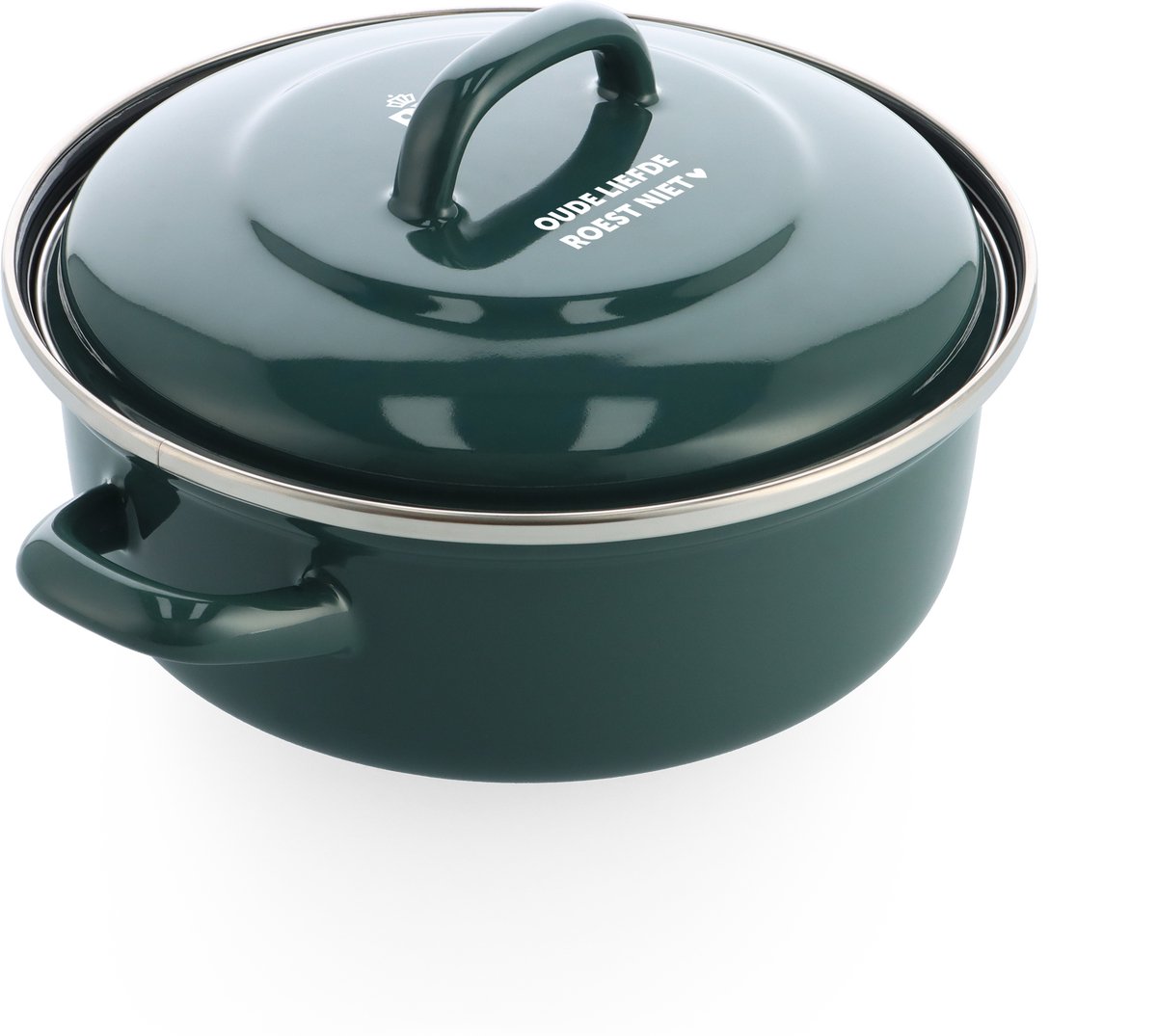 BK Fortalit Braadpan 24cm - 2.5L - 100 Jaar Jubileumeditie - Zonder PFAS-vrije antikleeflaag - Braadpan inductie - Ovenbestendig tot 230°C - Geëmailleerd gietijzer - Met deksel - Groen van BK