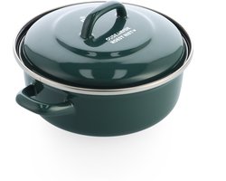 BK Fortalit Braadpan 24cm - 2.5L - 100 Jaar Jubileumeditie - Zonder PFAS-vrije antikleeflaag - Braadpan inductie - Ovenbestendig tot 230°C - Geëmailleerd gietijzer - Met deksel - Groen