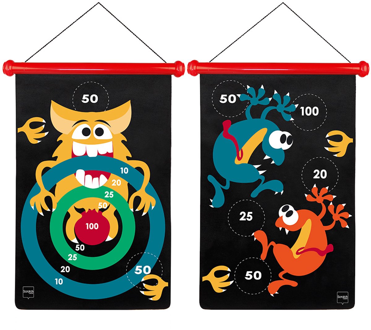 SCRATCH Magnetische Darts - Gekke Monsters (L) - 36X55Cm - 2-Zijdig - 5 Jaar