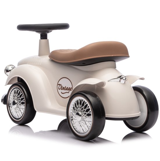 Eco Toys - Retro Loopauto - Wit - Met Claxon & Opbergruimte - Lekvrije EVA Banden - Vanaf 18 Maanden - Max. 25 kg