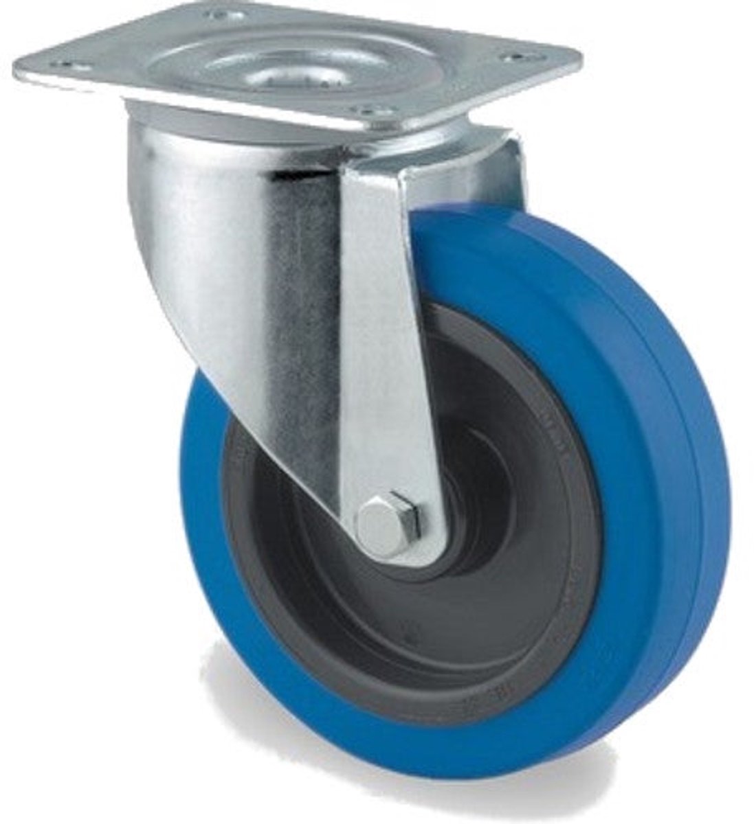 Tente Zwenkwiel 125mm Blauw - Stevig & Vloervriendelijk