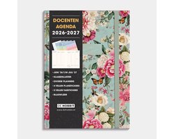 Hobbit – Docentenagenda 2026-2027 – 1 week op 2 pagina’s – Lerarenagenda – Harde Kaft – A5 (21.5 x 15.5 cm) – Brocante bloemen