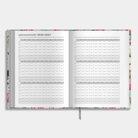 Hobbit - Docentenagenda 2026-2027 - 1 week op 2 pagina's - Lerarenagenda - Harde Kaft - A5 (21.5 x 15.5 cm) - Brocante bloemen