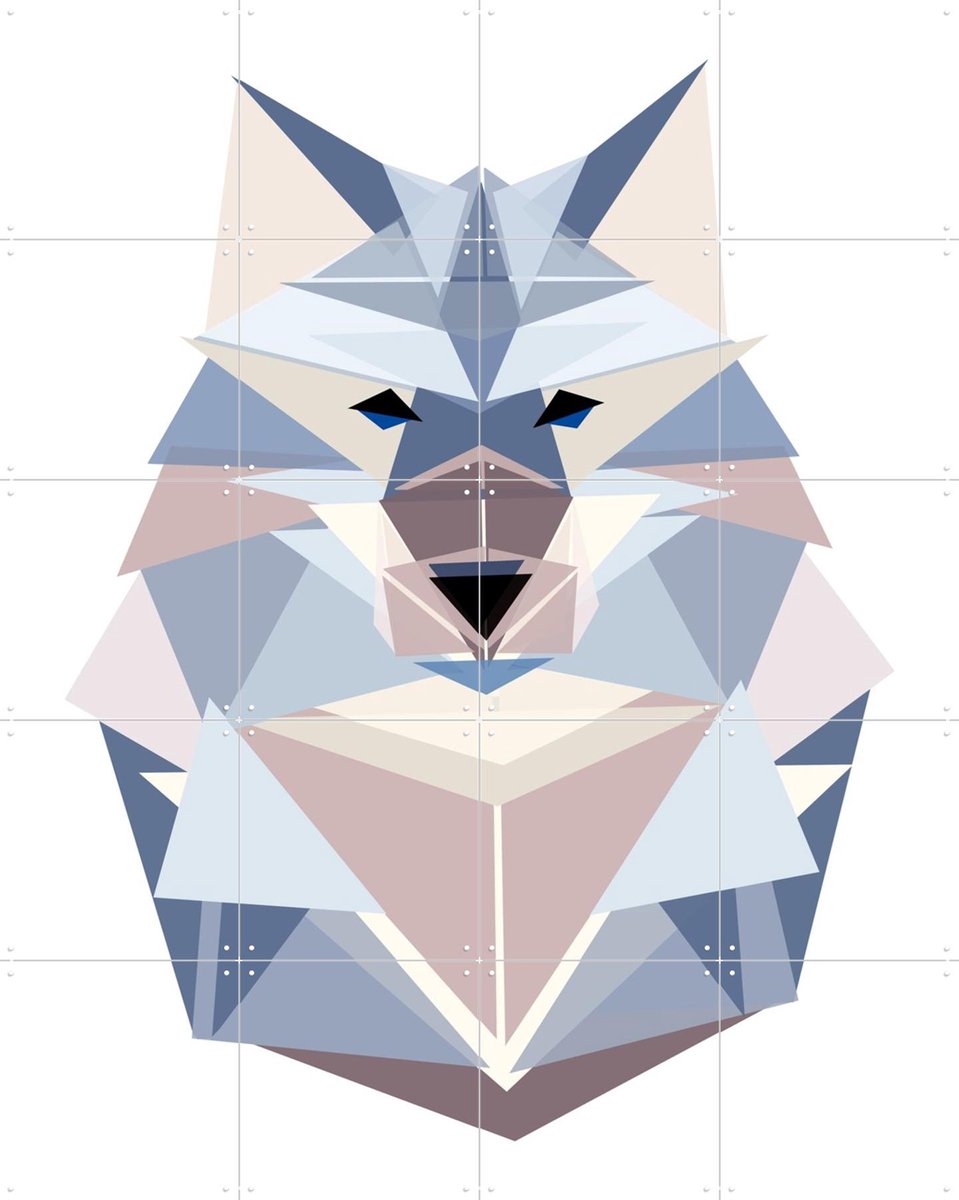 IXXI Polygon Wolf, BAINAI - 80 x 100 cm - Gratis ophangtool - Grote wanddecoratie en posters - Geometrische Kunst, Grafisch Ontwerp, Digitale Kunst