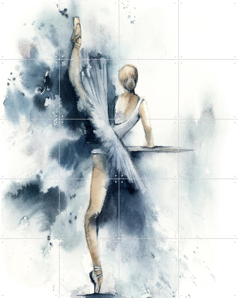 IXXI Ballerina Blue 1, Canot Stop Painting - 80 x 100 cm - Gratis ophangtool - Grote wanddecoratie en posters - Aquarel, Woonkamer, Slaapkamer