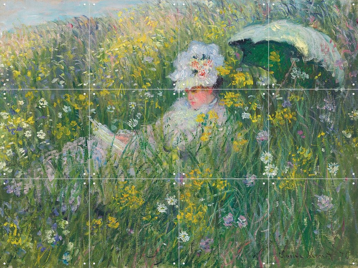IXXI In the Meadow - Dans la Prairie, Claude Monet & Bridgeman Images - 80 x 60 cm - Gratis ophangtool - Grote wanddecoratie en posters - Kleurrijk