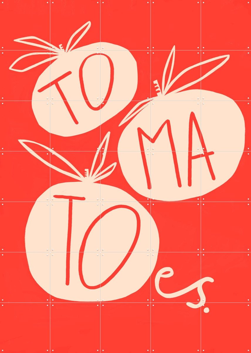 IXXI Tomatoes, Gozde - 100 x 140 cm - Gratis ophangtool - Grote wanddecoratie en posters - Illustraties, Speels, Typografie, Grafisch Ontwerp