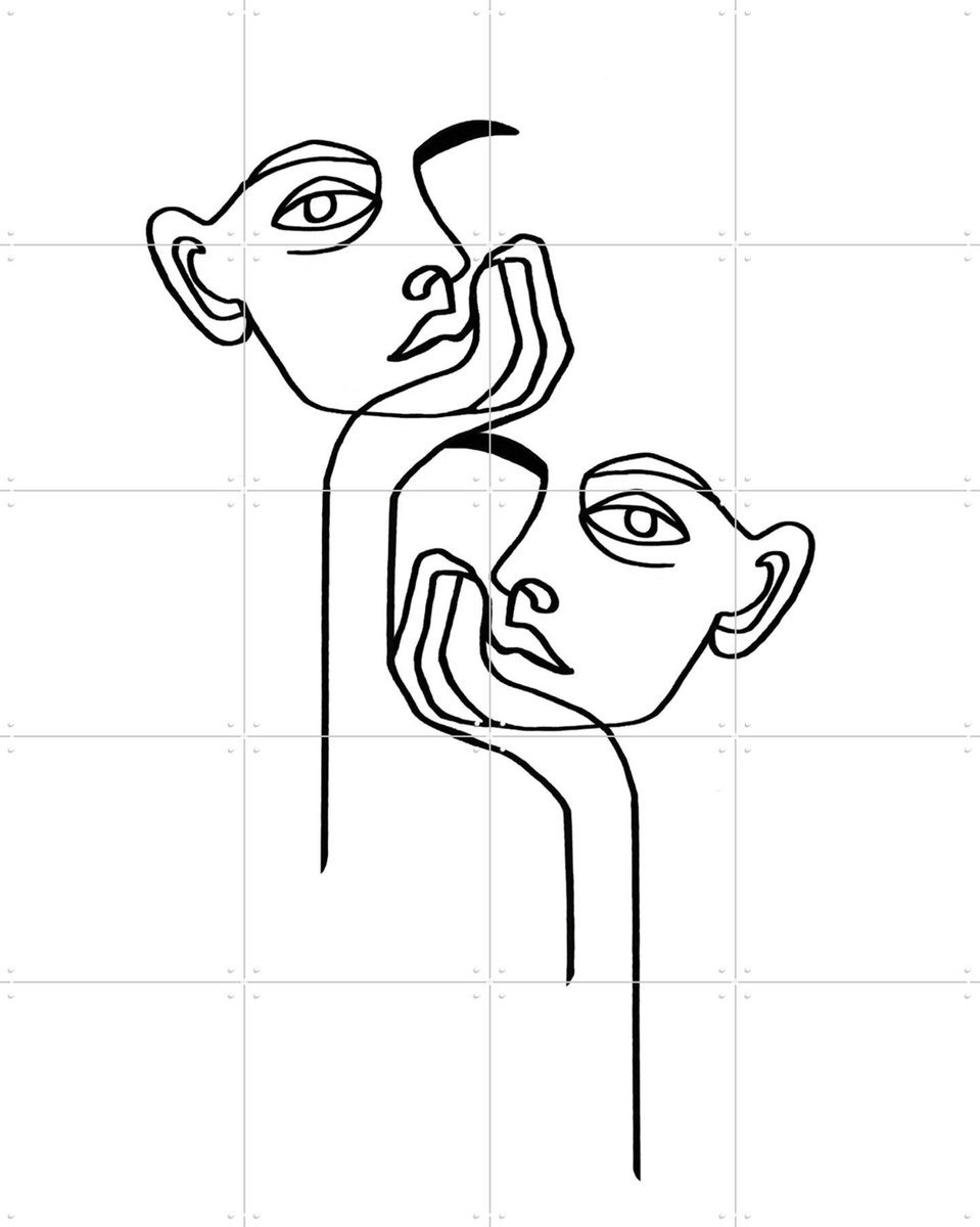 IXXI Boredom, Julia Hariri - 80 x 100 cm - Gratis ophangtool - Grote wanddecoratie en posters - Illustraties, Grafisch Ontwerp, Minimalisme, Line art