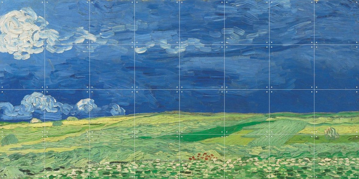 IXXI Korenveld onder onweerslucht (1890), Vincent van Gogh (1853 - 1890) & Van Gogh Museum - 160 x 80 cm - Gratis ophangtool - Grote wanddecoratie en
