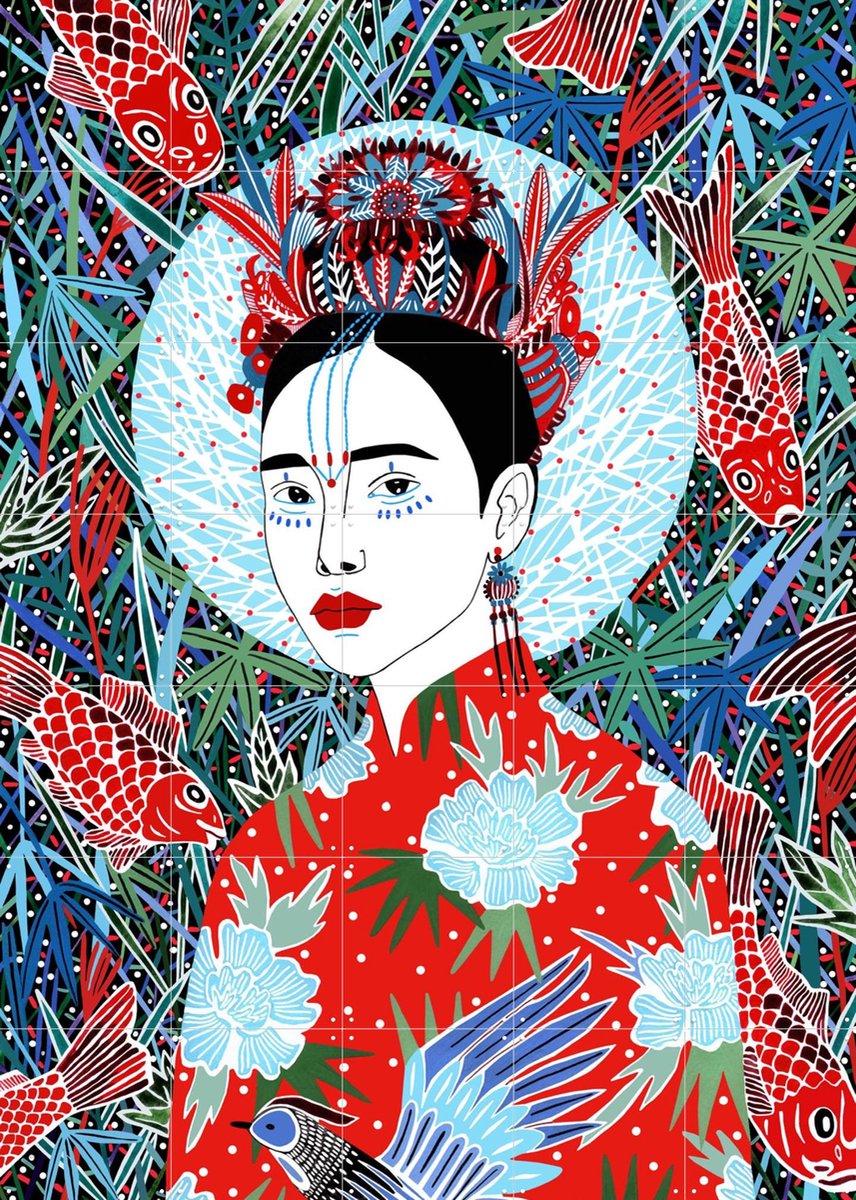 IXXI Japan, Sasha Ignatiadou - 100 x 140 cm - Gratis ophangtool - Grote wanddecoratie en posters - Illustraties, Pop art, Grafisch Ontwerp, Kleurrijk
