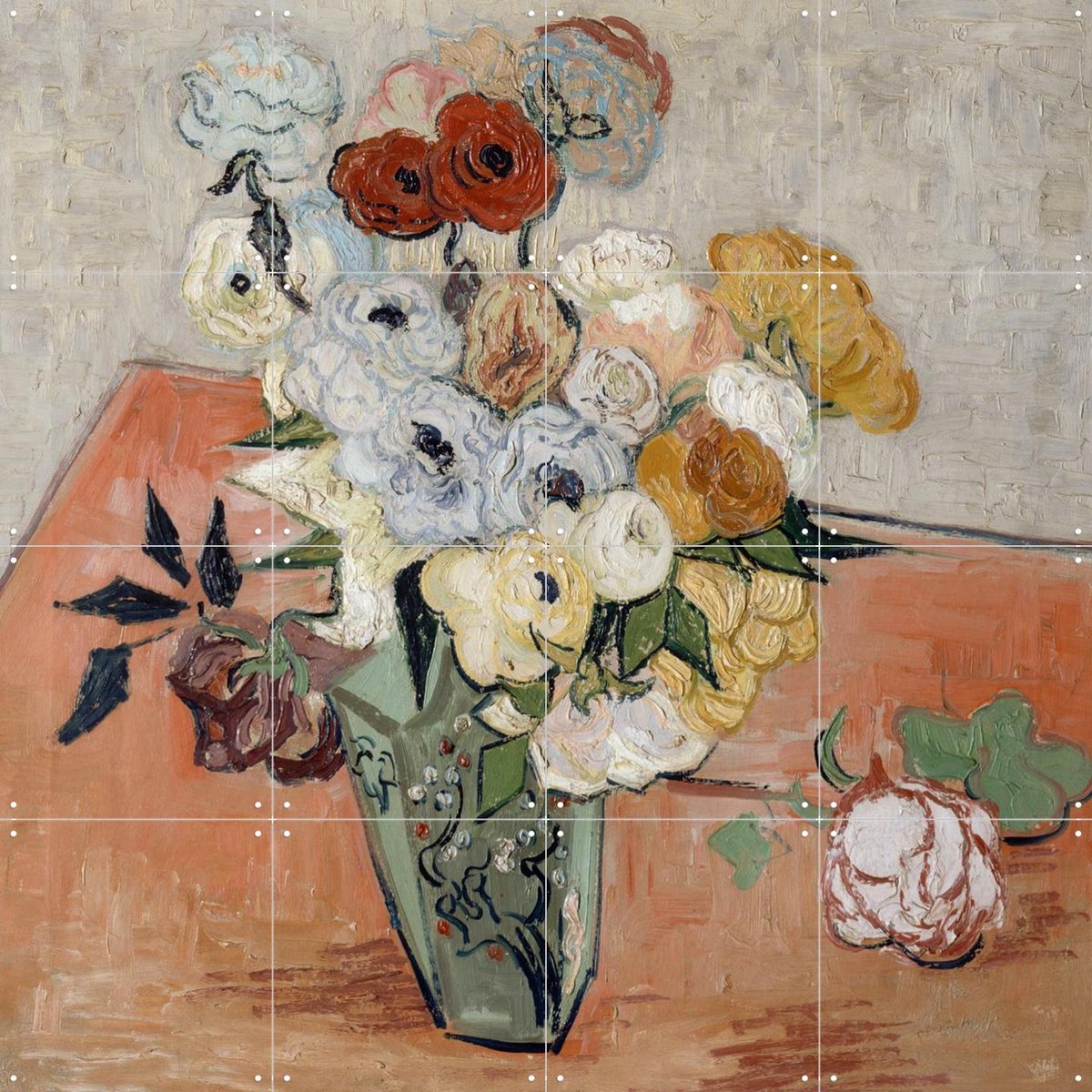 IXXI Rozen en anemonen, Vincent van Gogh (1853 - 1890) & Bridgeman Images - 80 x 80 cm - Gratis ophangtool - Grote wanddecoratie en posters -