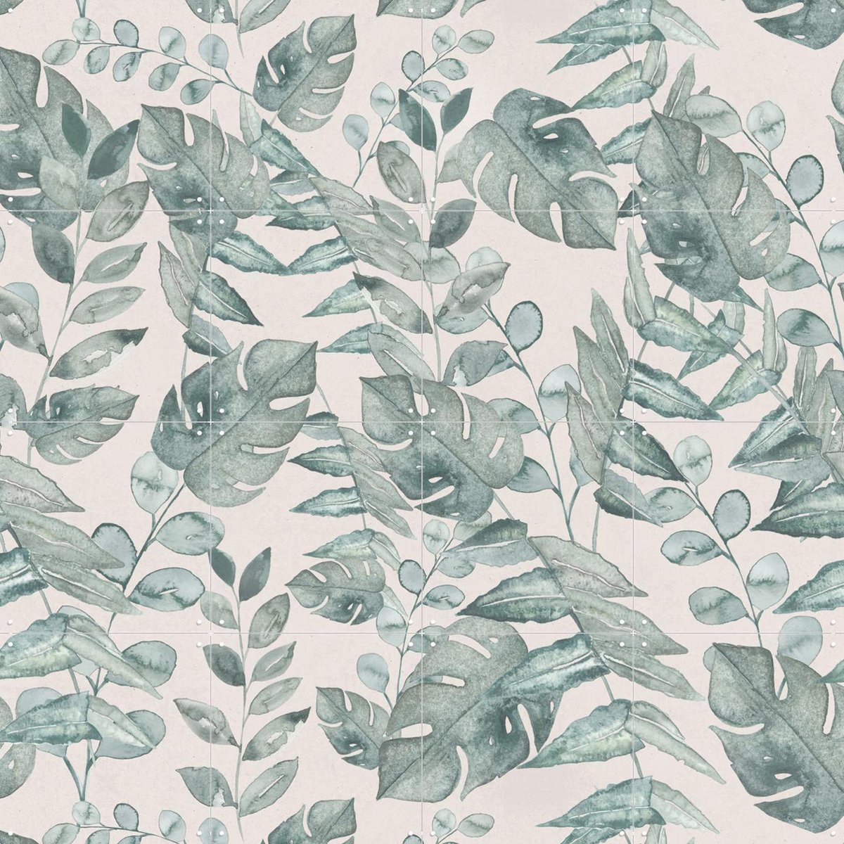 IXXI Watercolour botanical foliage, Bloomery Decor - 80 x 80 cm - Gratis ophangtool - Grote wanddecoratie en posters - Naturalisme, Illustraties