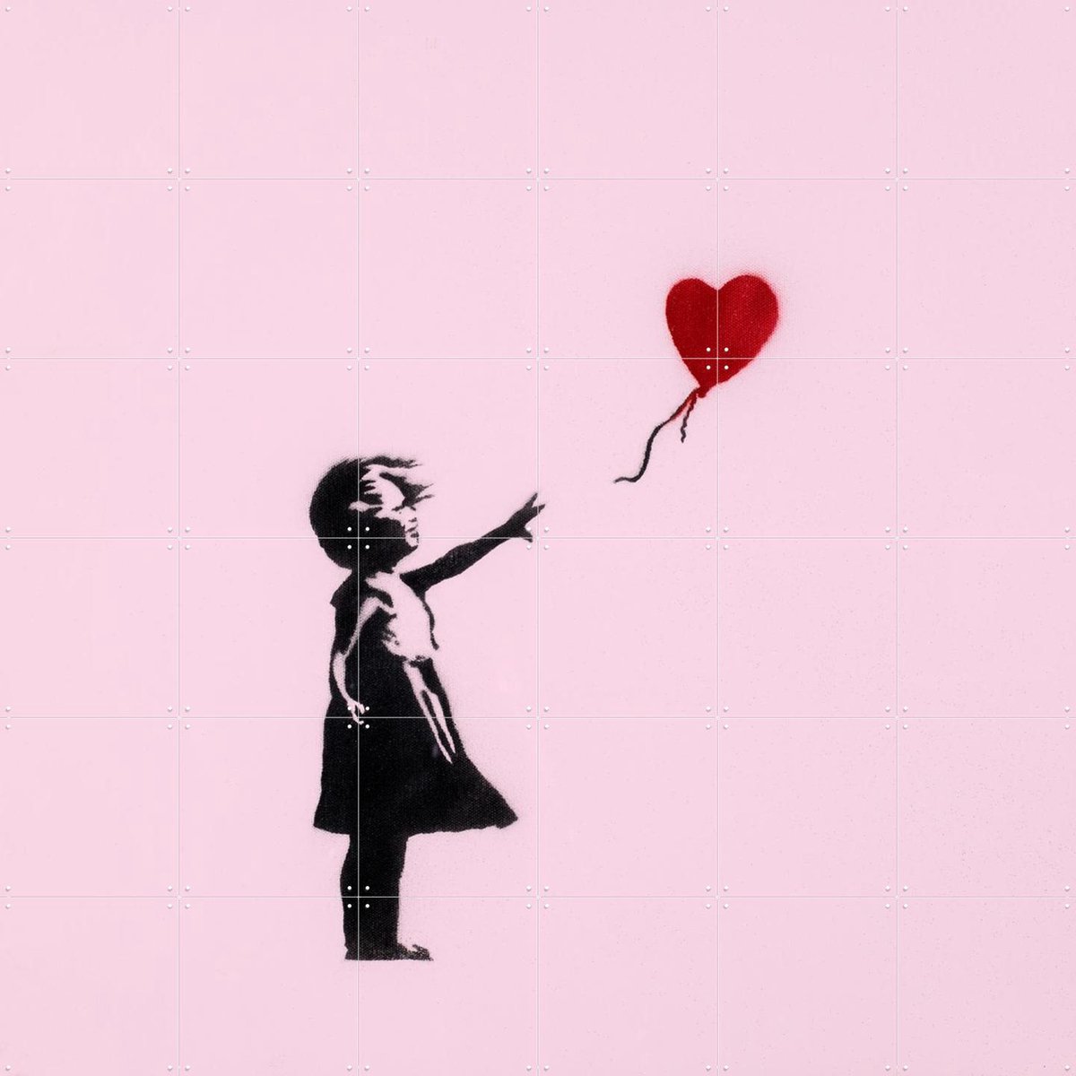 IXXI Girl with Balloon - pink, Banksy - 120 x 120 cm - Gratis ophangtool - Grote wanddecoratie en posters - Street art, Pop art, Grafisch Ontwerp