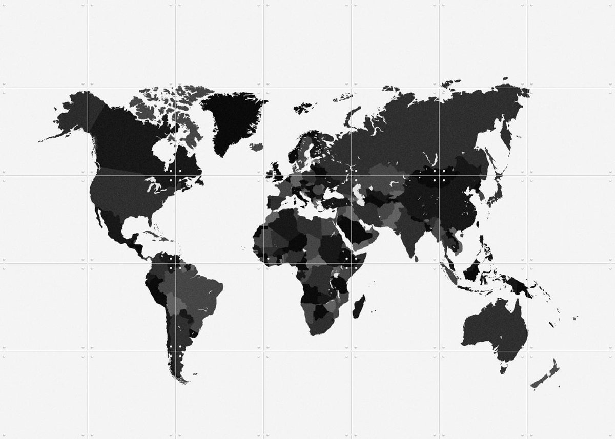 IXXI World, Kunst in Kaart - 140 x 100 cm - Gratis ophangtool - Grote wanddecoratie en posters - Grafisch Ontwerp, Minimalisme, Gang, Woonkamer
