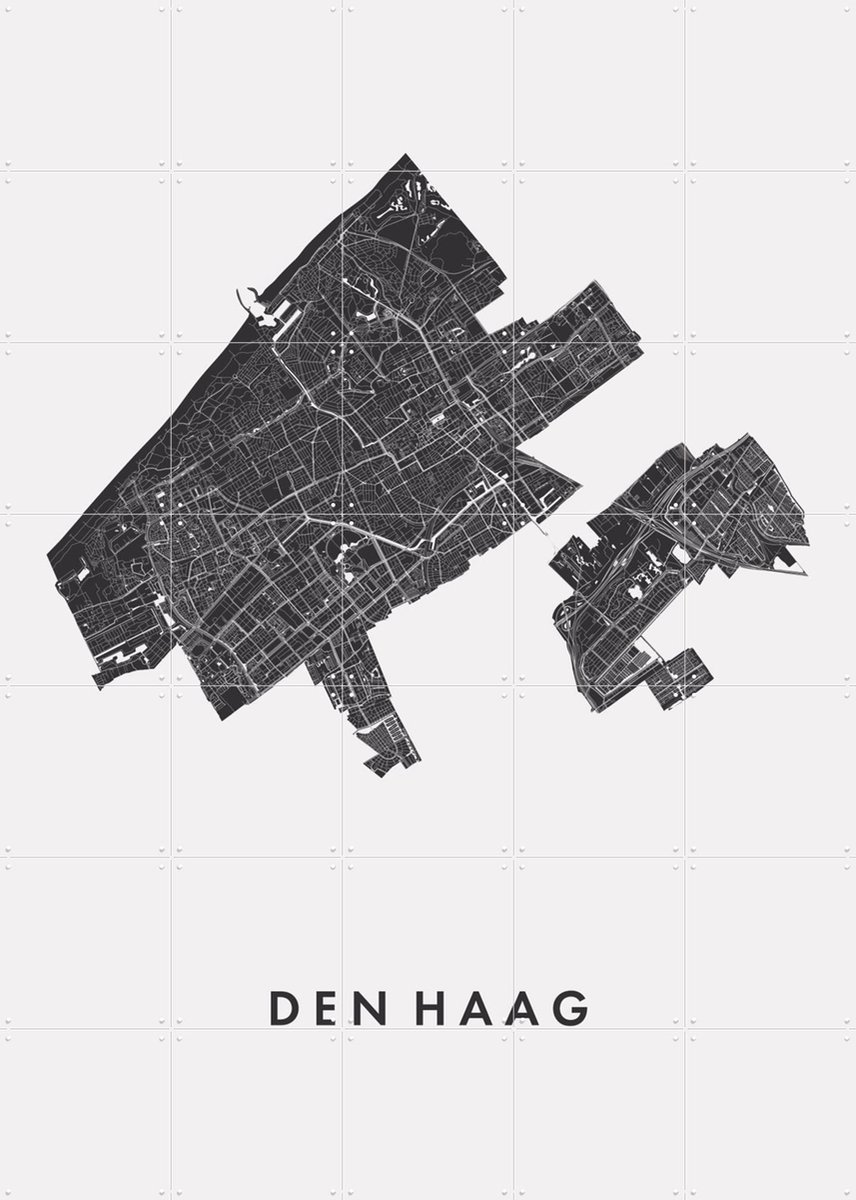 IXXI Den Haag City Map, Kunst in Kaart - 100 x 140 cm - Gratis ophangtool - Grote wanddecoratie en posters - Minimalisme, Grafisch Ontwerp, Technische