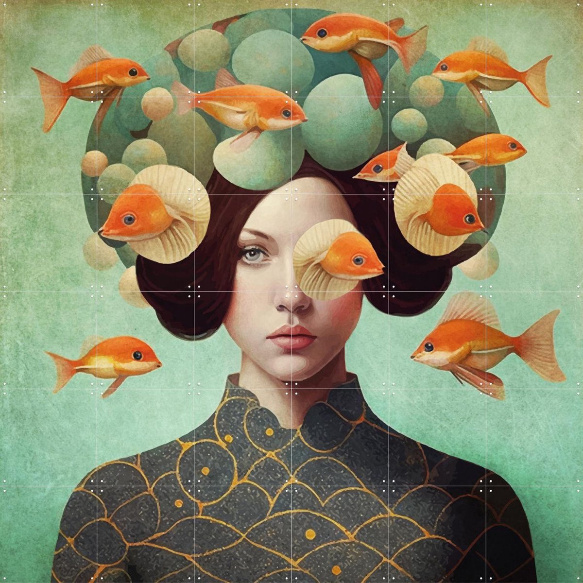 IXXI Against the Current, Mirjam Duizendstra - 120 x 120 cm - Gratis ophangtool - Grote wanddecoratie en posters - Illustraties, Kleurrijk
