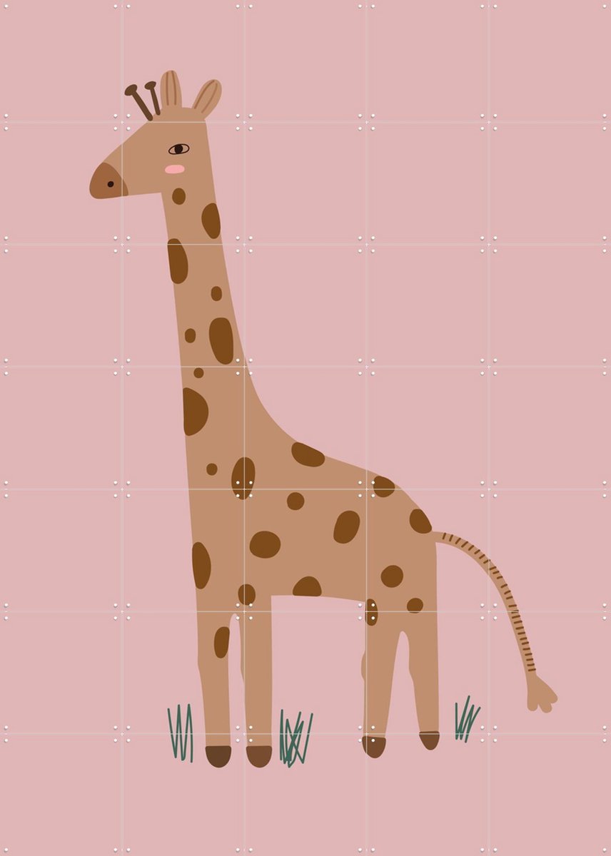 IXXI Giraffe, Little Otja - 100 x 140 cm - Gratis ophangtool - Grote wanddecoratie en posters - Speels, Illustraties, Cartoonesk, Kinderkamer