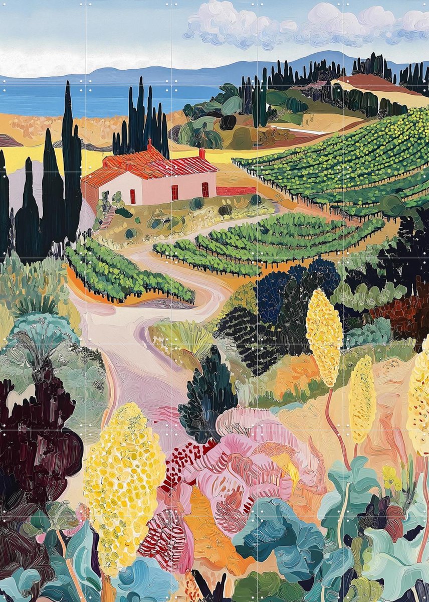 IXXI Tuscan Dream, Artclaud - 100 x 140 cm - Gratis ophangtool - Grote wanddecoratie en posters - Illustraties, Kleurrijk, Eetkamer, Studeerkamer