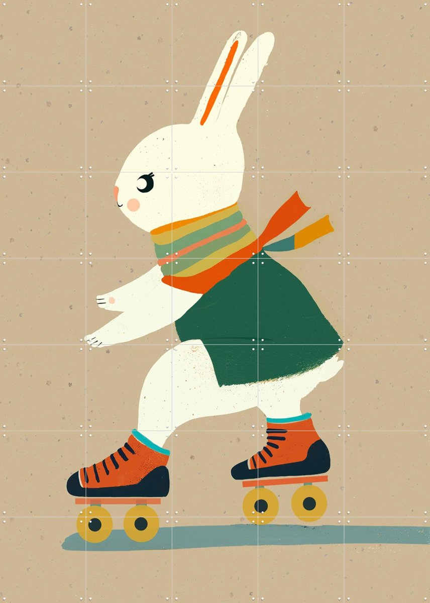 IXXI Inline Skating Bunny, Treechild & Various - 100 x 140 cm - Gratis ophangtool - Grote wanddecoratie en posters - Speels, Cartoonesk, Illustraties