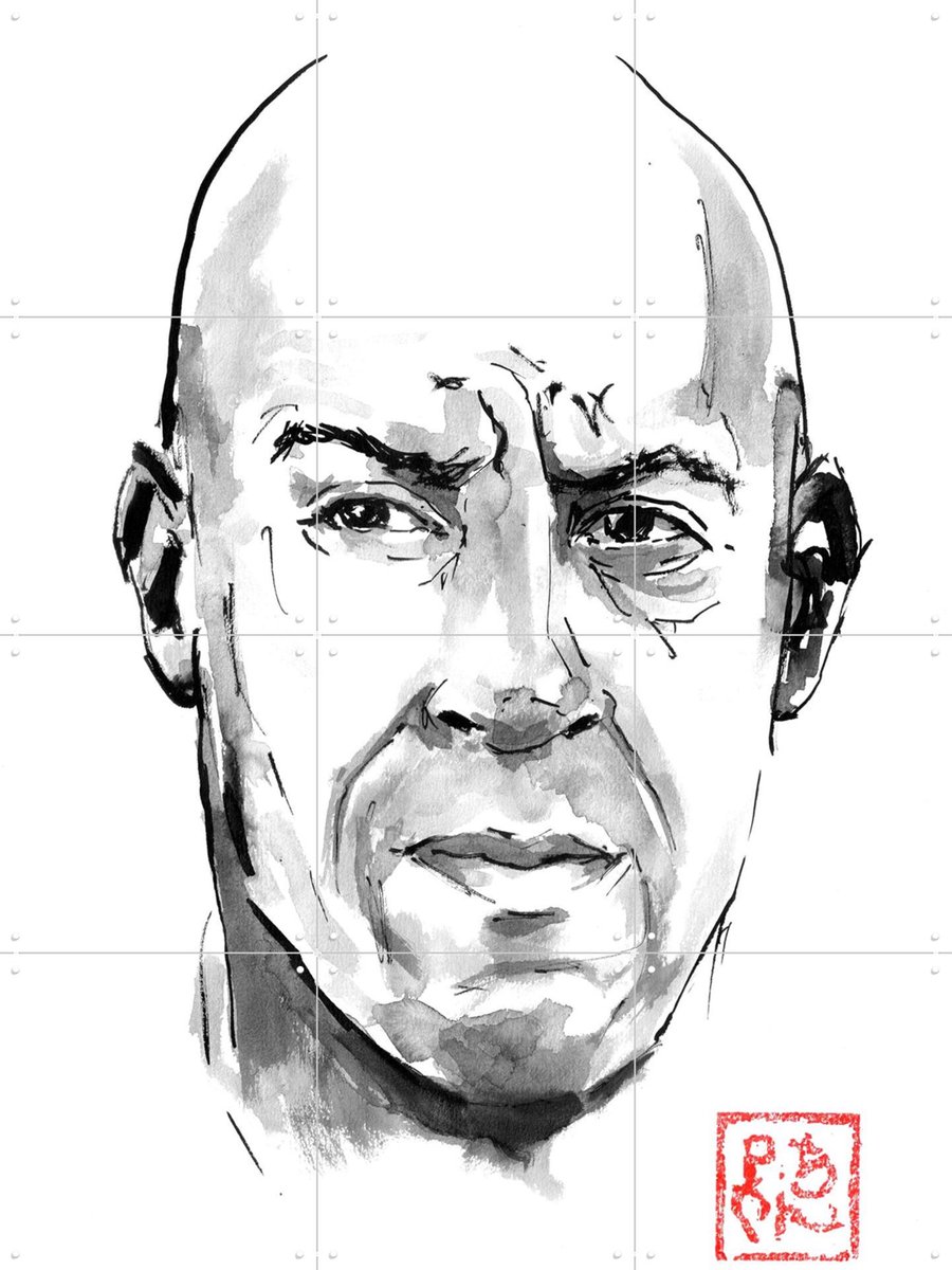 IXXI Vin Diesel II, Péchane - 60 x 80 cm - Gratis ophangtool - Grote wanddecoratie en posters - Pop art, Tekeningen, Line art, Illustraties