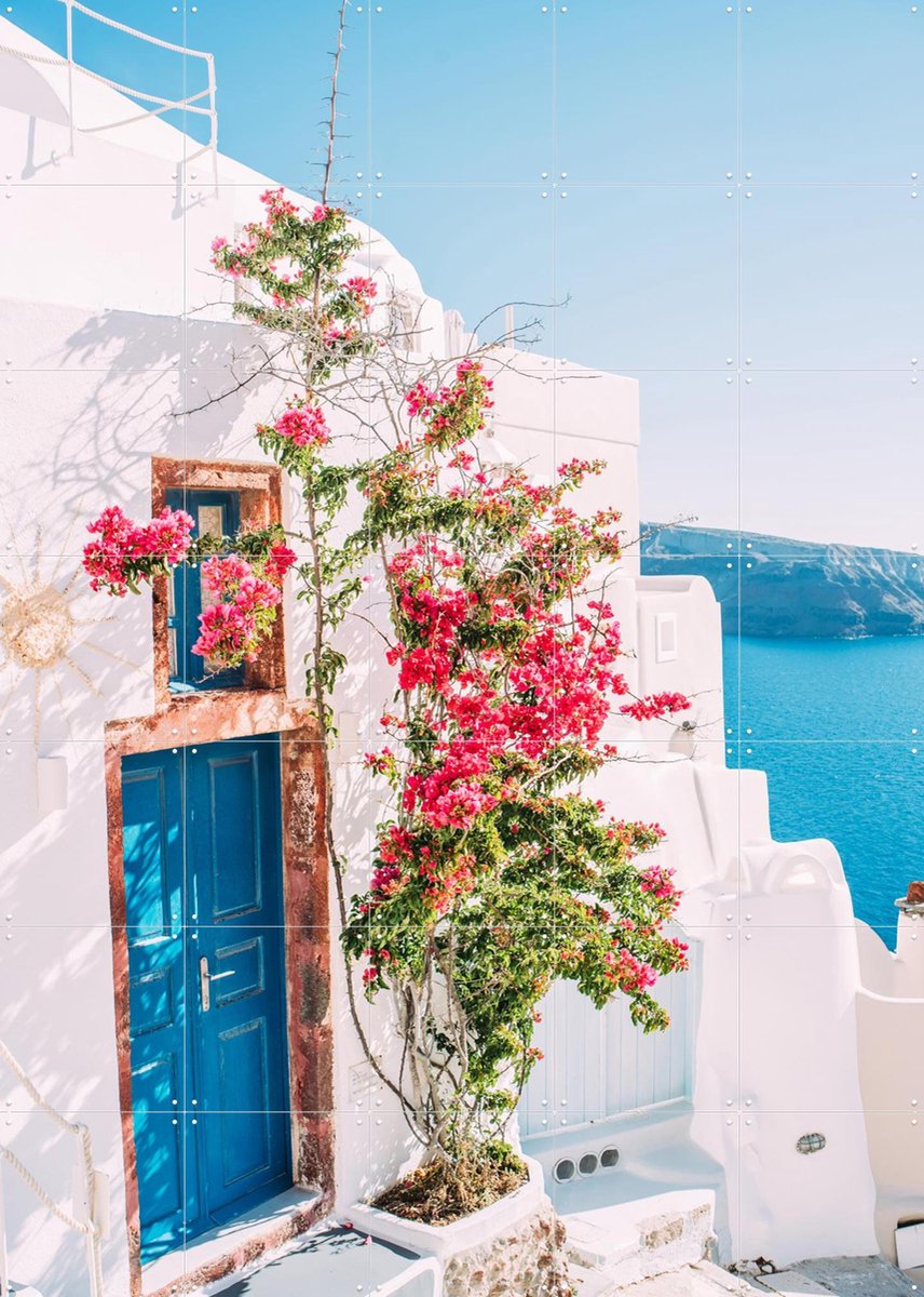 IXXI Santorini Blue Door, Pati Photography - 100 x 140 cm - Gratis ophangtool - Grote wanddecoratie en posters - Fotografie, Woonkamer, Gang, Zomer