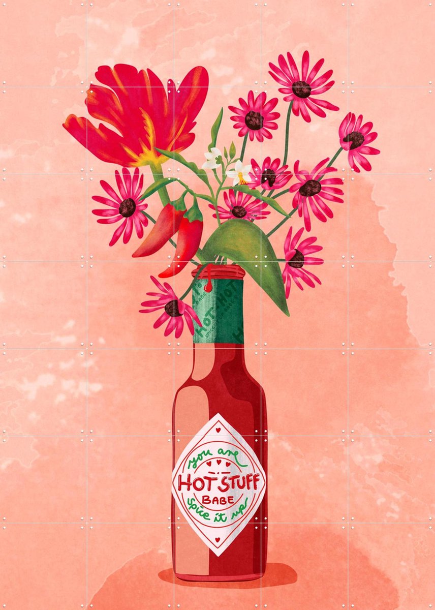 IXXI Hot Stuff, Raissa Oltmanns - 100 x 140 cm - Gratis ophangtool - Grote wanddecoratie en posters - Speels, Illustraties, Kleurrijk, Keuken