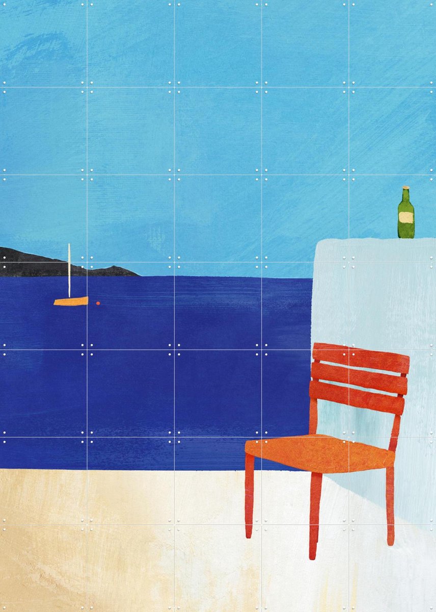 IXXI Red Chair, Henry Rivers - 100 x 140 cm - Gratis ophangtool - Grote wanddecoratie en posters - Minimalisme, Grafisch Ontwerp, Illustraties