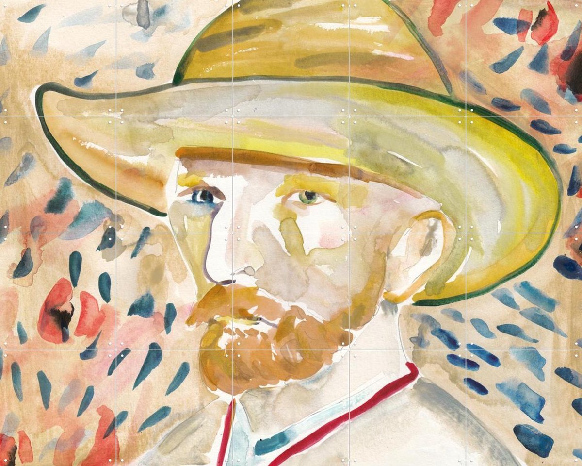 IXXI Self Portrait with Straw Hat, Victoria Verbaan & Van Gogh 21st Century - 100 x 80 cm - Gratis ophangtool - Grote wanddecoratie en posters -