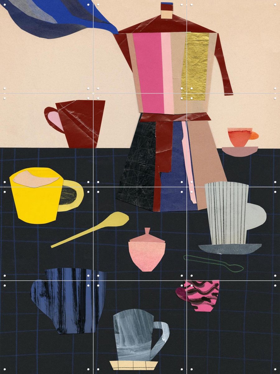 IXXI Espresso 9, Signorinah - 60 x 80 cm - Gratis ophangtool - Grote wanddecoratie en posters - Illustraties, Speels, Collage, Gemengde Technieken