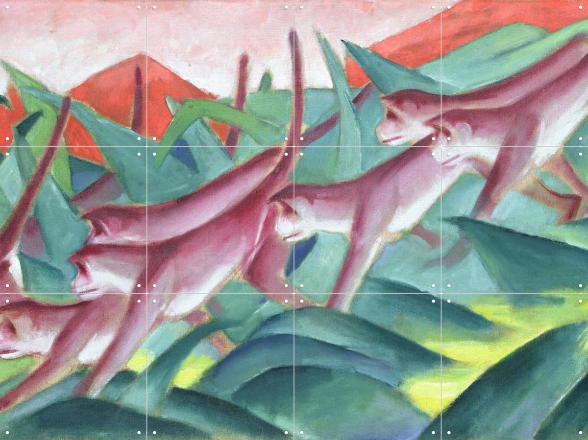 IXXI Monkey Frieze 1911, Franz Marc & Bridgeman Images - 80 x 60 cm - Gratis ophangtool - Grote wanddecoratie en posters - Klassiek, Kleurrijk