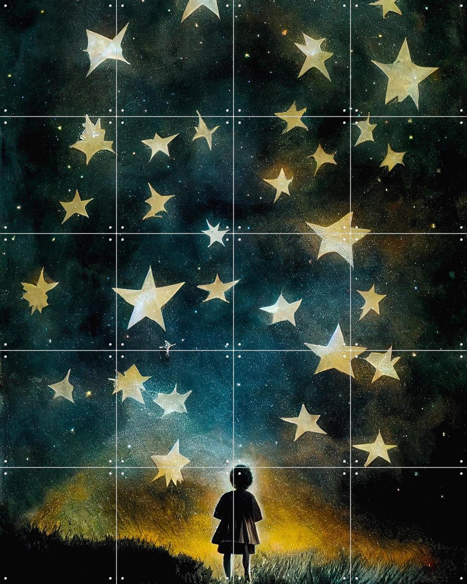 IXXI Look To The Stars, Treechild & Various - 80 x 100 cm - Gratis ophangtool - Grote wanddecoratie en posters - Speels, Illustraties, Aquarel