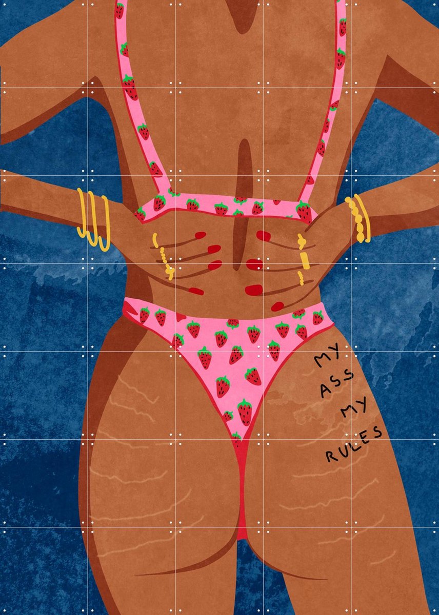 IXXI My Ass My Rules, Raissa Oltmanns - 100 x 140 cm - Gratis ophangtool - Grote wanddecoratie en posters - Cartoonesk, Illustraties, Grafisch