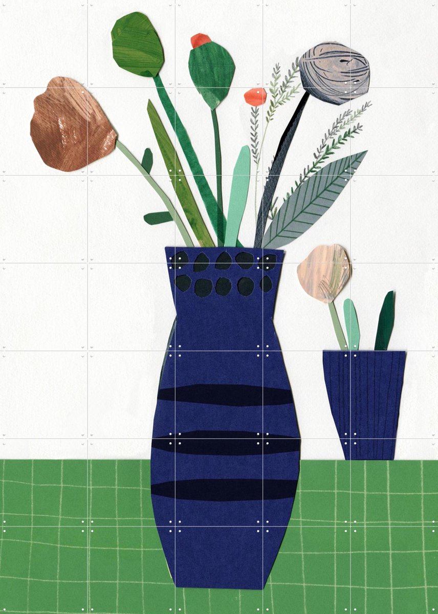 IXXI Flowers 3, Signorinah - 100 x 140 cm - Gratis ophangtool - Grote wanddecoratie en posters - Collage, Speels, Illustraties, Kleurrijk, Woonkamer