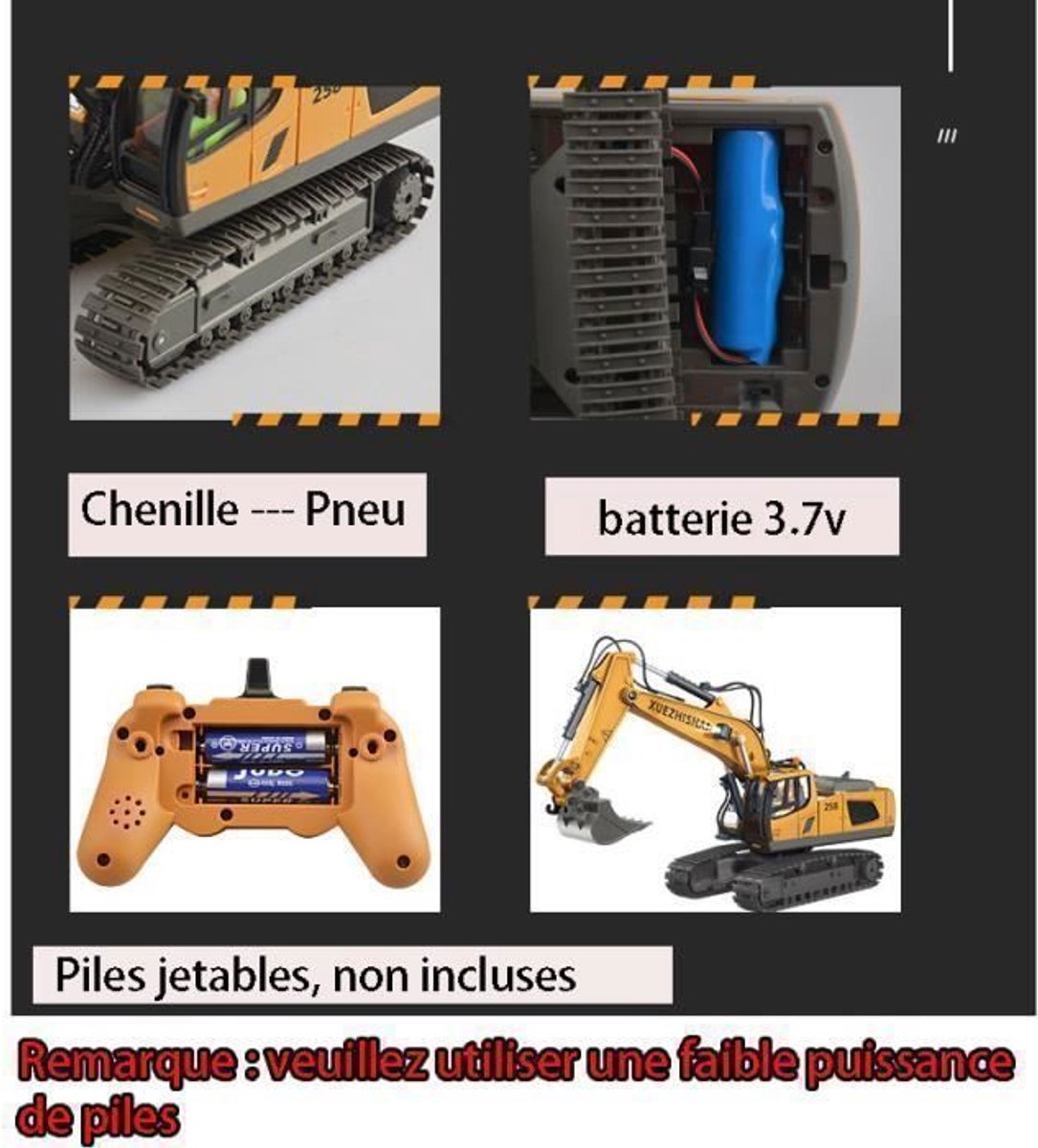 RC Graafmachine Speelgoed - Bestuurbare Graafmachine voor Kinderen & Zandbak - Vrachtwagen Voertuigen Afstandbestuurbaar - Tractor Buitenspeelgoed - Bestuurbaar Kraan Jongens Meisje - Afstandsbestuurbaar Elektrisch Robot Auto Afstandsbediening — afbeelding 7