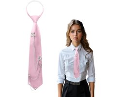 KARZO - Roze Stropdas voor Dames - Lange Smalle Verstelbare JK Uniform Stropdas voor Meisjes, Afstuderen en Zaken, XL
